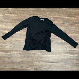 Ivoire Black Front Twist Long Sleeve Top